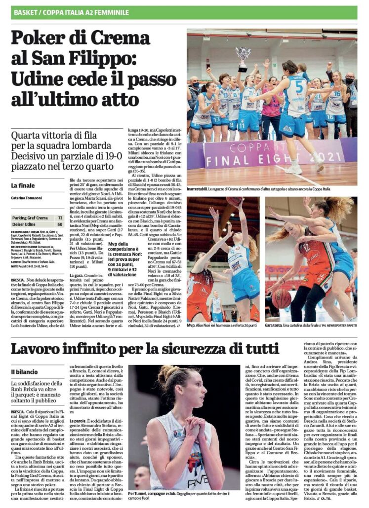 Giornale di Brescia del 15 Marzo 2021