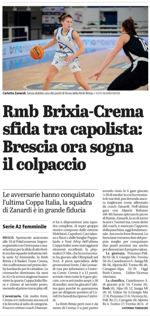 Dal Giornale di Brescia del 28 Novembre 2021