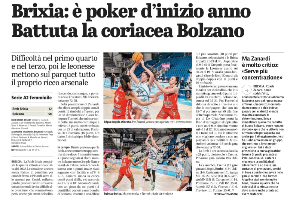 Dal Giornale di Brescia del 14 Febbraio 2022