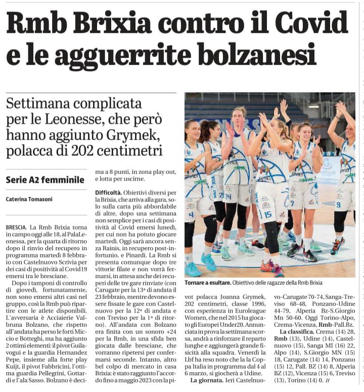 Dal Giornale di Brescia del 13 Febbraio 2022