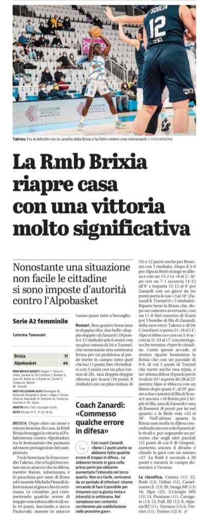 Dal Giornale di Brescia del 31 Gennaio 2022