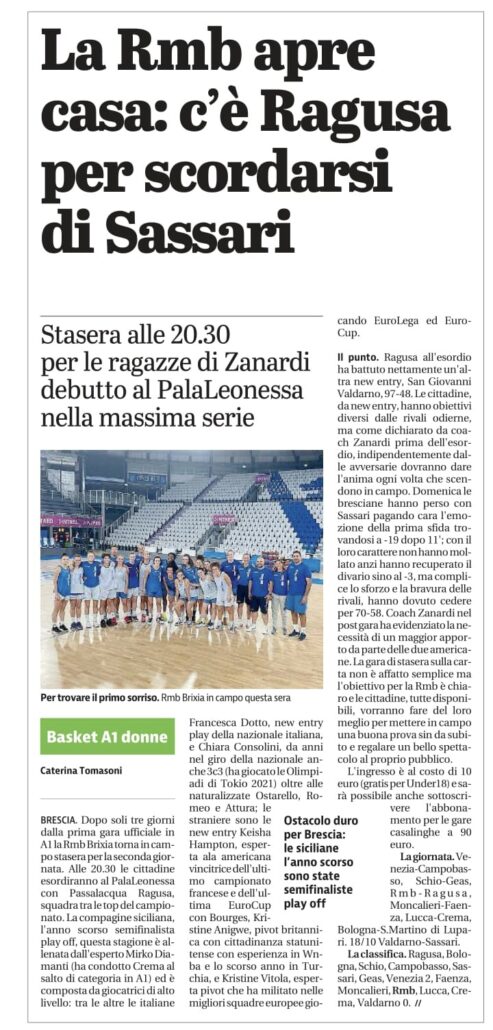 Dal Giornale di Brescia del 5 Ottobre 2022